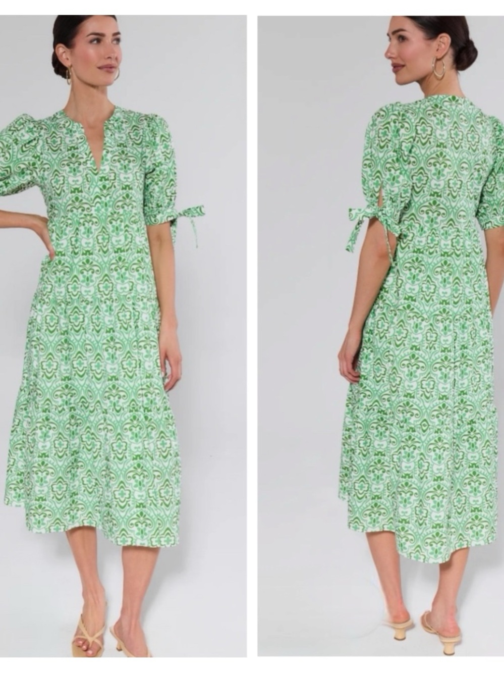 Avara Harriet Green Floral Print Midi Dress